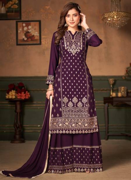 Purple Colour ANJUBAA 3 New Heavy Festive Wear Designer Faux Georgette Salwar Suit Collection 10022